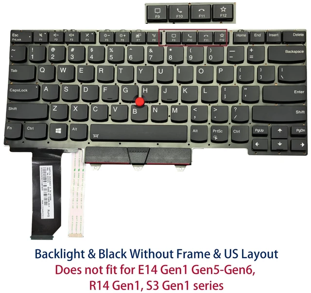 Alt view image 2 of 5 - US Laptop Keyboard Replacement for Lenovo Thinkpad E14, R14 Gen2 Gen3 Gen4