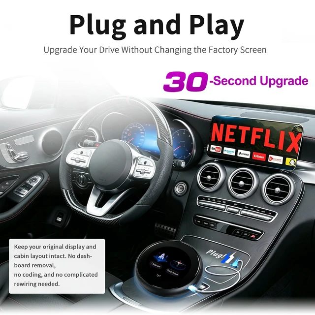 Alt view image 3 of 5 - 3.2 Inch Android 14 CarPlay AI Box for OEM Wired or Wireless CarPlay System