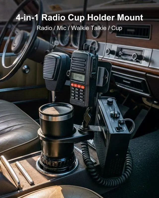 Alt view image 2 of 5 - MQHXUY Universal Cup Holder Expander Mount for Satellite Radio CB Mic and Walkie Talkie, 3-in-1 Car Organizer Hanger, 2.6-3.5In Adjustable, No-Drill Installation