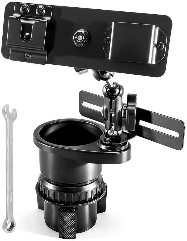 Main image of MQHXUY Universal Cup Holder Expander Mount for Satellite Radio CB Mic and Walkie Talkie, 3-in-1 Car Organizer Hanger, 2.6-3.5In Adjustable, No-Drill Installation