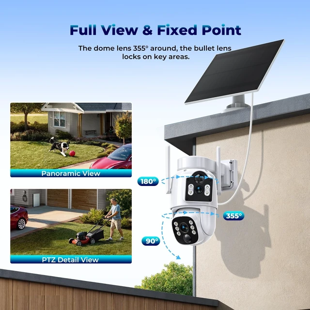 Alt view image 4 of 5 - Solar Security Cameras Wireless Outdoor, Dual-Lens Security Camera