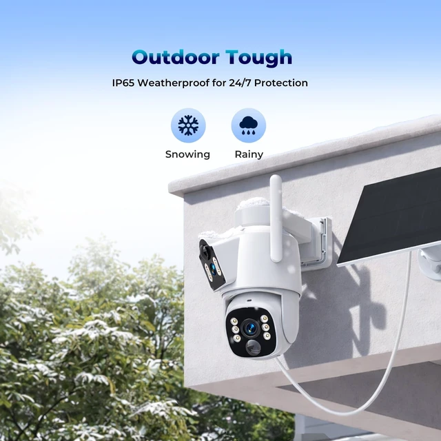 Alt view image 5 of 5 - Solar Security Cameras Wireless Outdoor, Dual-Lens Security Camera