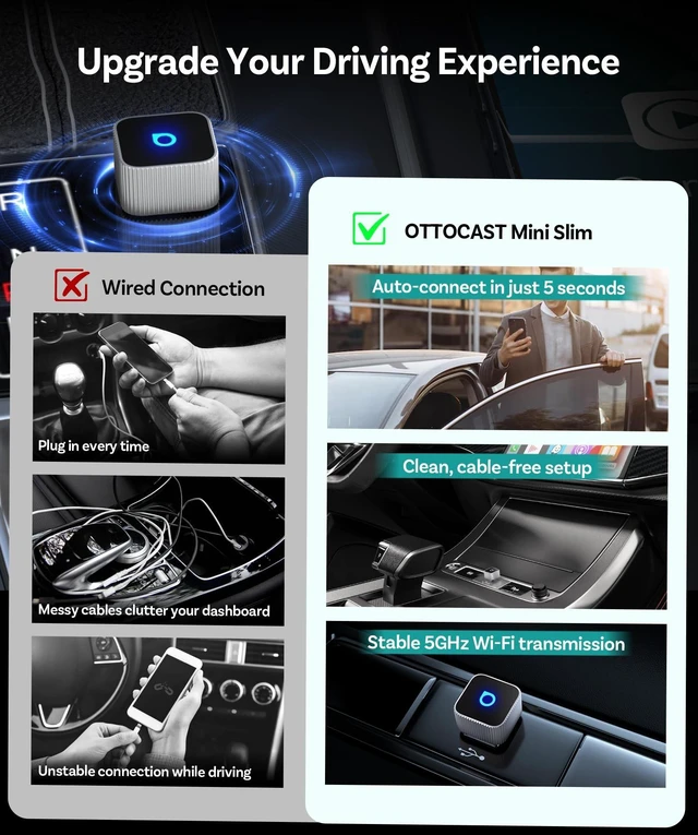 Alt view image 5 of 5 - OTTOCAST Mini Slim Wireless CarPlay & Android Auto Adapter Mini Cube 3.0