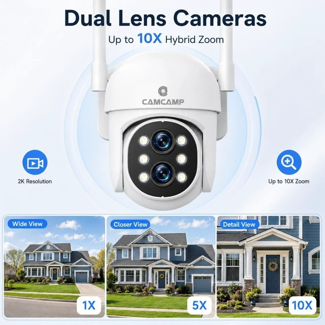 Alt view image 3 of 5 - Camcamp Wireless Security Camera System with Monitor, 4 PTZ Outdoor Cameras