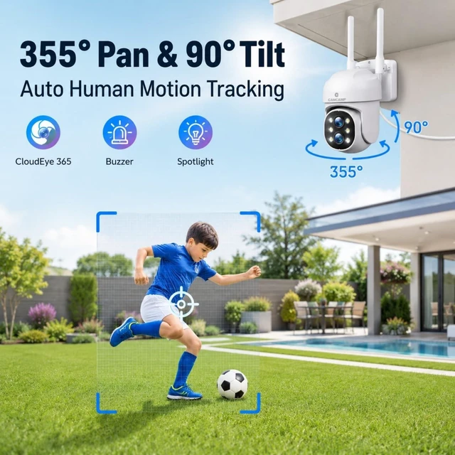 Alt view image 4 of 5 - Camcamp Wireless Security Camera System with Monitor, 4 PTZ Outdoor Cameras