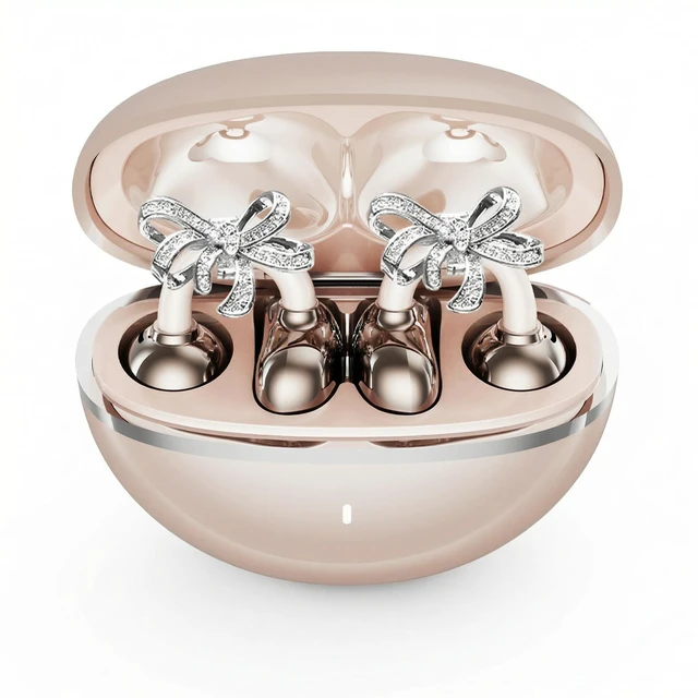 Main image of VBESTLIFE Wireless Earbuds, Clamp On Open Ear Headphones with Detachable Rhinestone Bowknot, 4H Playtime, Bluetooth 6.0, for Women Valentine's Day