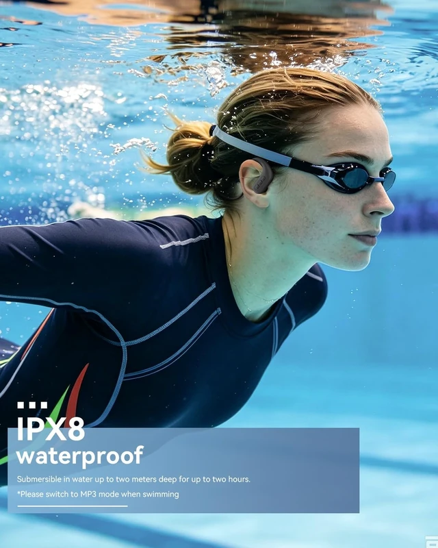 Alt view image 4 of 5 - SANOTO Swimming Headphones, in Ear Bone Conduction Headphones Bluetooth 5.4, IPX8 Waterproof Earbuds Sport, 8G MP3 Player Swimming Earphones, Underwater Headphones for Swim, Run, Surf, Cycle