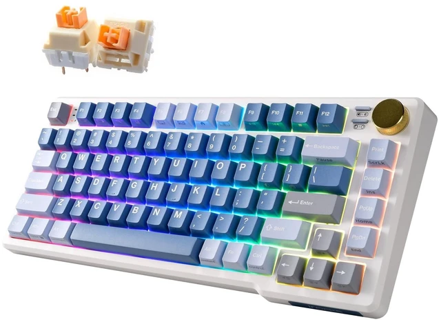 Main image of iRocks K103R RGB 75% Mechanical Keyboard w/Knob, Silent Bubble Switch