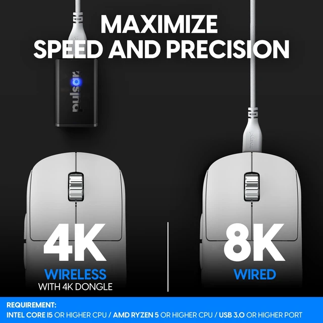 Alt view image 3 of 5 - Pulsar Gaming Gears X2H ES Wireless Gaming Mouse, Medium, White