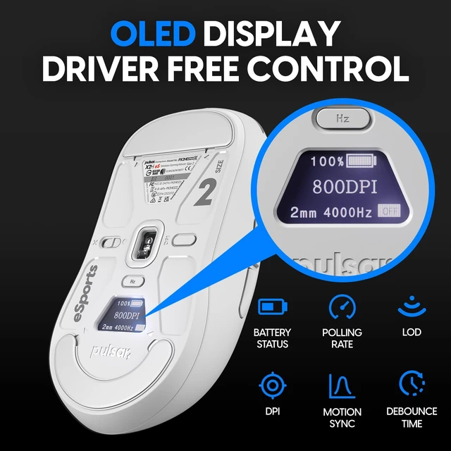 Alt view image 4 of 5 - Pulsar Gaming Gears X2H ES Wireless Gaming Mouse, Medium, White
