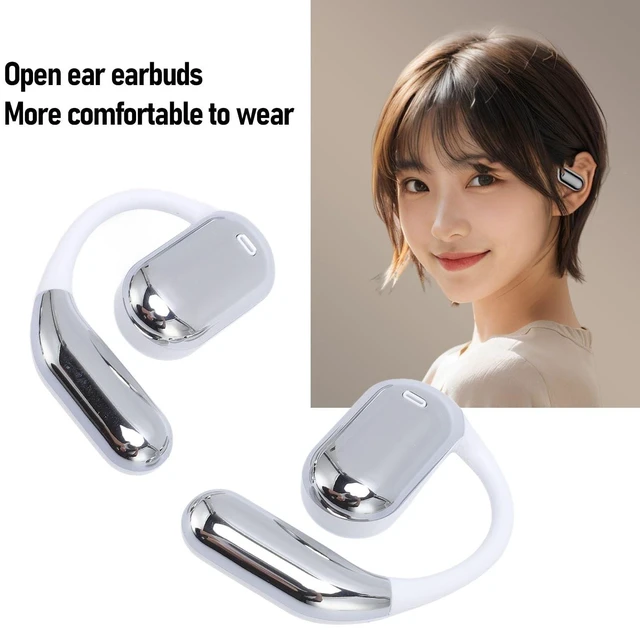 Alt view image 5 of 5 - Fockety AI Language Translation Earbuds, Real Time Open Ear Language Translator Earbuds, Translation Device with Touchscreen, for Travel Business Learning (Silver)