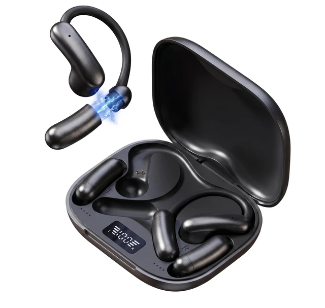 Main image of xzqioue Open Ear Headphones with Replaceable Magnetic Battery, Wireless 6.0 Air Conduction Earbuds with LED Power Display, Directional Sound, Deep Bass Sports Bluetooth Earphones