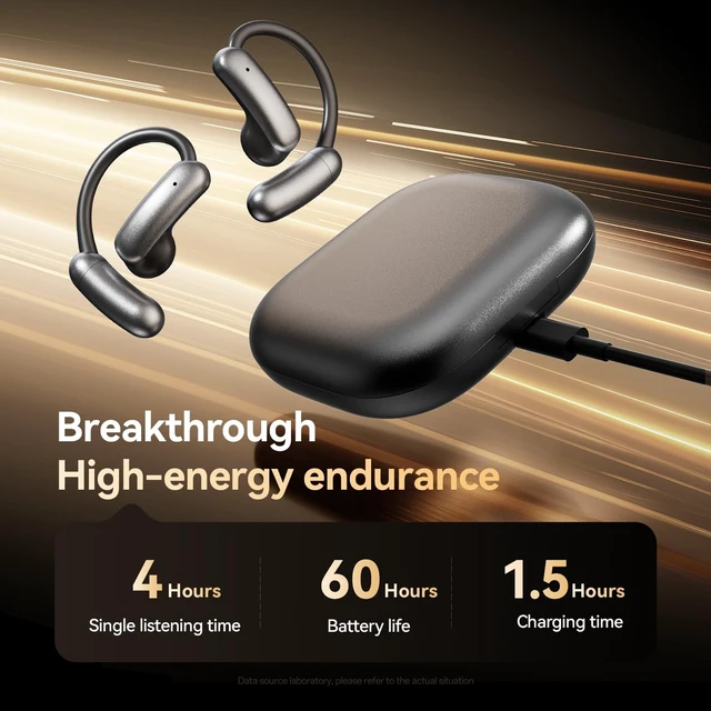 Alt view image 3 of 5 - xzqioue Open Ear Headphones with Replaceable Magnetic Battery, Wireless 6.0 Air Conduction Earbuds with LED Power Display, Directional Sound, Deep Bass Sports Bluetooth Earphones