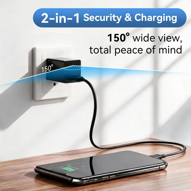 Alt view image 5 of 5 - DTCRCH 1080p HD Wireless WiFi Charger Indoor Camera for Home Security with 2.4G/5G WiFi,App Control & Motion Detection,Wide-Angle 150 Phone Charger Camera with Night Vision & Loop Recording