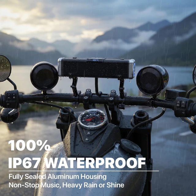 Alt view image 2 of 5 - GoHawk Bluetooth Motorcycle Speakers Waterproof 4-Speaker Motorcycle Radio