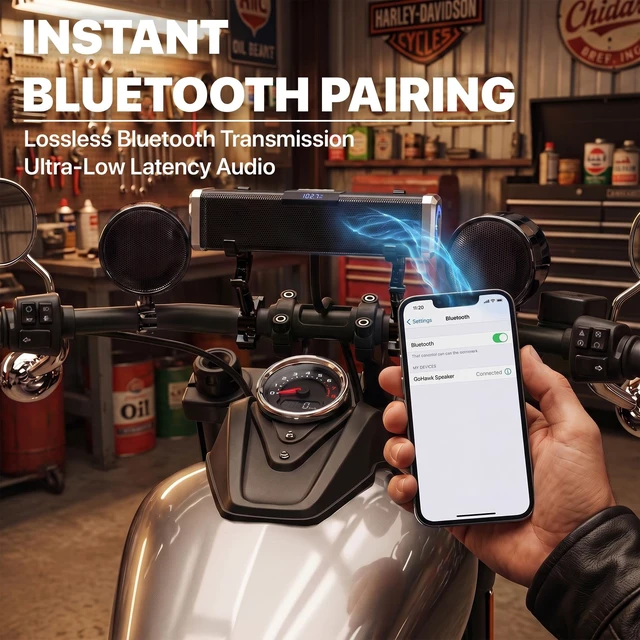 Alt view image 3 of 5 - GoHawk Bluetooth Motorcycle Speakers Waterproof 4-Speaker Motorcycle Radio
