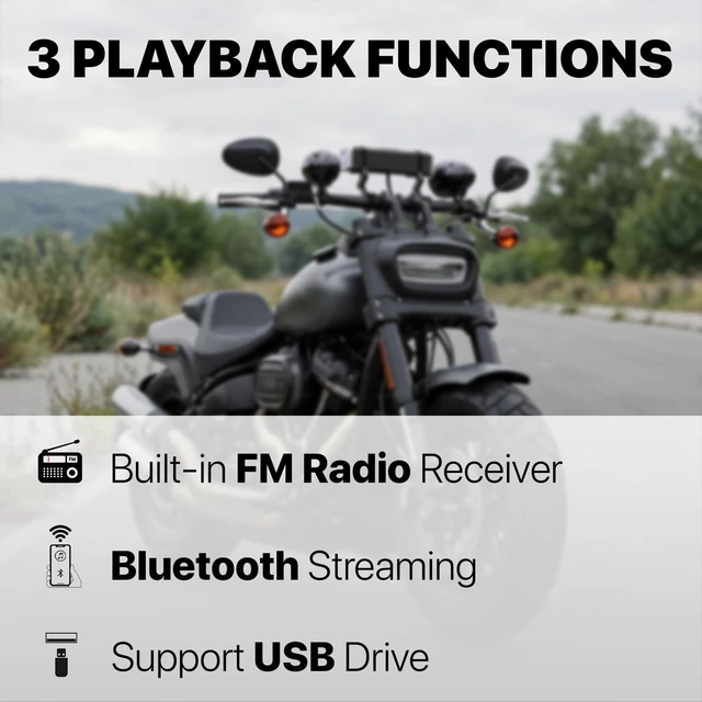 Alt view image 5 of 5 - GoHawk Bluetooth Motorcycle Speakers Waterproof 4-Speaker Motorcycle Radio