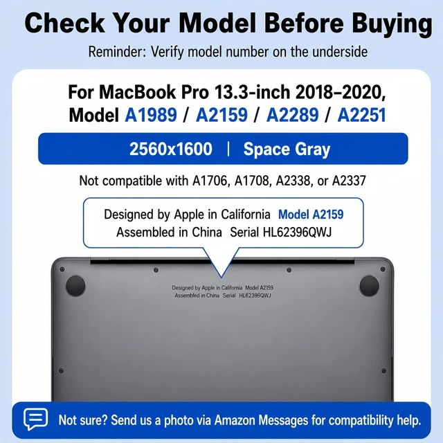 Alt view image 2 of 5 - TRGSLKSS Screen Replacement for MacBook Pro 13.3 inch A1989 A2159 A2289 A2251, 2018 2019 2020 LCD Display Screen Assembly, Space Gray