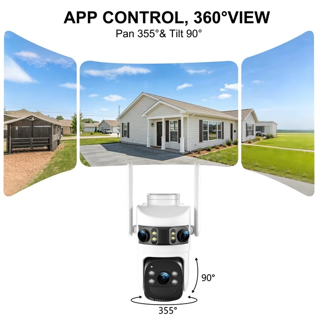 Alt view image 3 of 5 - 6MP Triple Lens Solar Security Cameras Wireless Outdoor, AOV 24/7 Recording