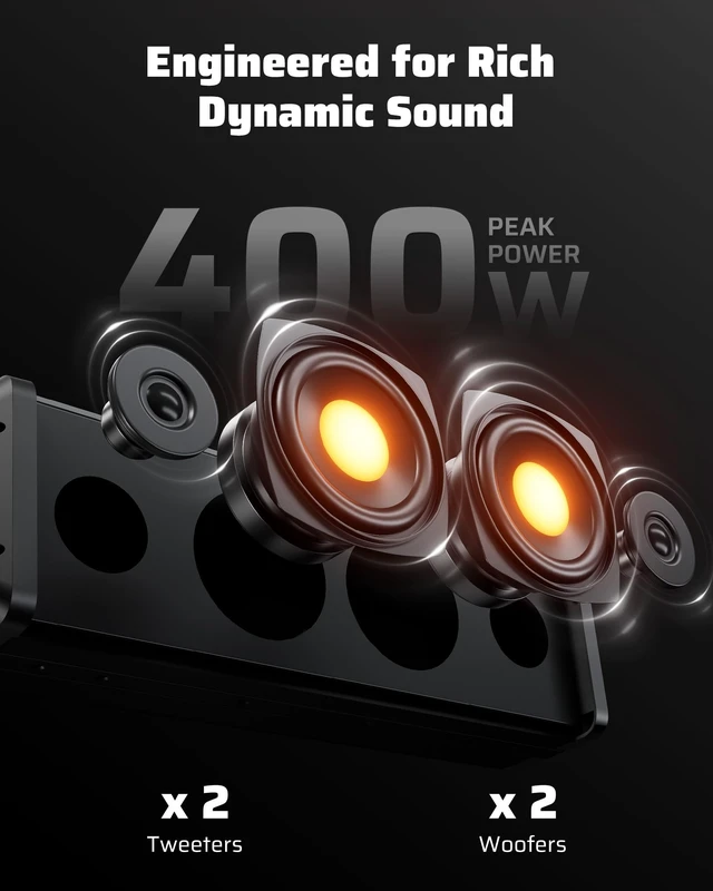 Alt view image 2 of 5 - Ehaho UTV Sound Bar,ATV SoundBar Bluetooth with RGB Lighting,Amplified Powersports SXS Sound Bar,17 Inch IP66 Waterproof Golf Cart SoundBar,UTV Speakers for Marine Polaris RZR Can-Am