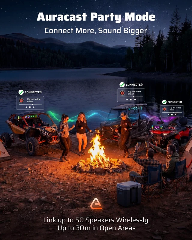 Alt view image 4 of 5 - Ehaho UTV Sound Bar,ATV SoundBar Bluetooth with RGB Lighting,Amplified Powersports SXS Sound Bar,17 Inch IP66 Waterproof Golf Cart SoundBar,UTV Speakers for Marine Polaris RZR Can-Am