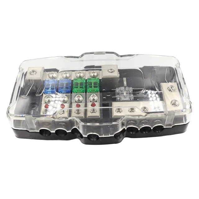 Alt view image 2 of 5 - RAGBUSCLE 0/4GA Input 4-Way Camper Car Audio Distribution Fuse Block with Ground, 30A 60A 80A Fuse for Cars, SUVs, buses, RVs, yachts, ships, Multi-Functional Mini ANL Fuse Box Distribution Block
