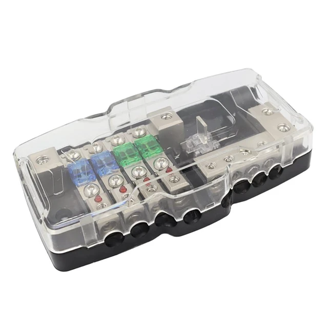 Alt view image 3 of 5 - RAGBUSCLE 0/4GA Input 4-Way Camper Car Audio Distribution Fuse Block with Ground, 30A 60A 80A Fuse for Cars, SUVs, buses, RVs, yachts, ships, Multi-Functional Mini ANL Fuse Box Distribution Block