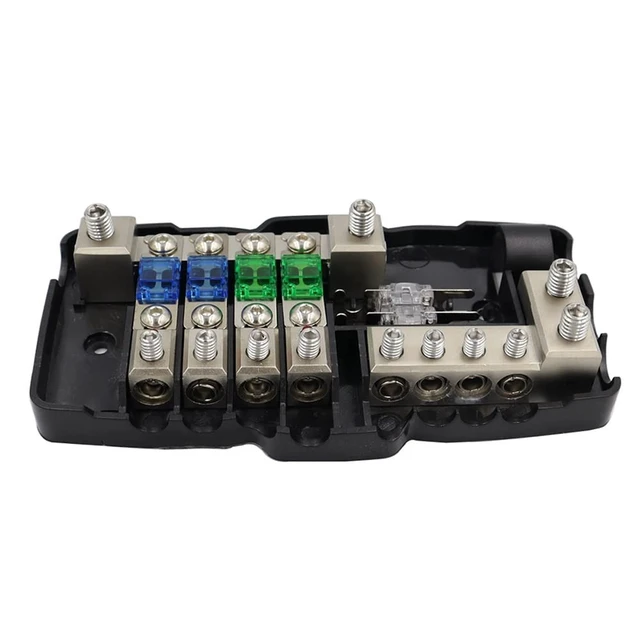 Alt view image 4 of 5 - RAGBUSCLE 0/4GA Input 4-Way Camper Car Audio Distribution Fuse Block with Ground, 30A 60A 80A Fuse for Cars, SUVs, buses, RVs, yachts, ships, Multi-Functional Mini ANL Fuse Box Distribution Block