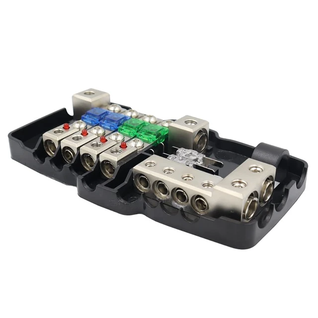 Alt view image 5 of 5 - RAGBUSCLE 0/4GA Input 4-Way Camper Car Audio Distribution Fuse Block with Ground, 30A 60A 80A Fuse for Cars, SUVs, buses, RVs, yachts, ships, Multi-Functional Mini ANL Fuse Box Distribution Block