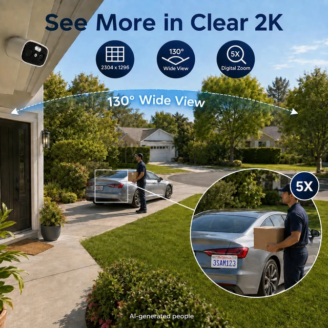 Alt view image 3 of 5 - RICHCHO 4pc 2.4/5GHz Solar Security Cameras Wireless Outdoor, Dual Panels