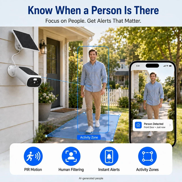 Alt view image 5 of 5 - RICHCHO 4pc 2.4/5GHz Solar Security Cameras Wireless Outdoor, Dual Panels