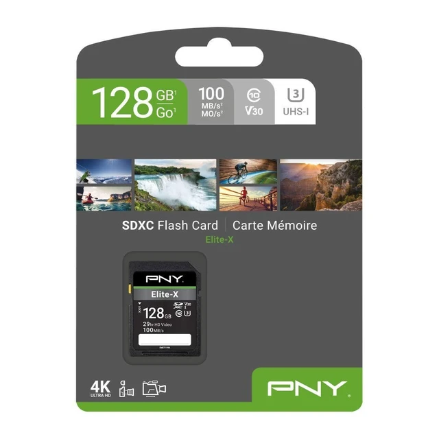 Alt view image 2 of 5 - PNY 128GB Elite-X C10 U3 V30 SDXC Flash Memory Card, UHS-I, 4K UHD