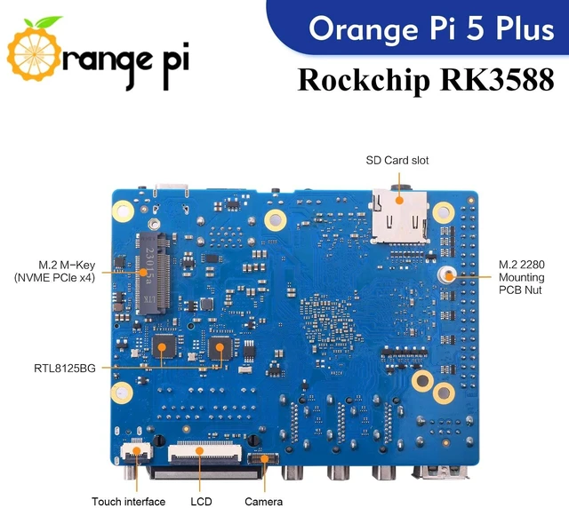 Alt view image 3 of 5 - Orange Pi 5 Plus 16GB Rockchip RK3588 8 Core 64 Bit Single Board Computer, 2.4GHz Frequency Open Source Development Board Run Orange Pi OS, Android, Debian, Ubuntu (5 Plus 16GB+Supply)