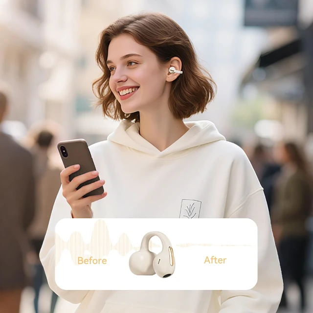 Alt view image 5 of 5 - ROEL-PLAY Clip On Open Ear Bluetooth Earbuds Bluetooth 5.4, White
