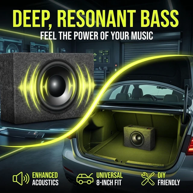 Alt view image 3 of 5 - VALICLUD 8 Inch Sealed Subwoofer Enclosure Box, Carpeted Car Audio Speaker Cabinet for DIY Bass Upgrade, Single Cab Truck and Compact Vehicle Use