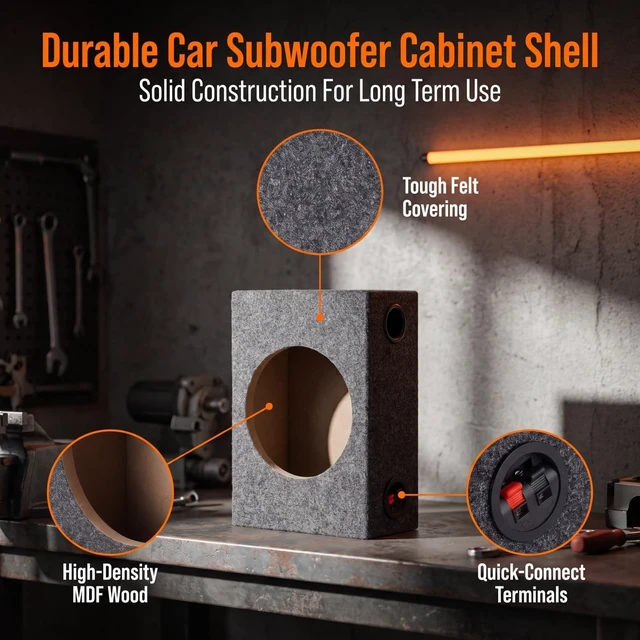 Alt view image 4 of 5 - VALICLUD 8 Inch Sealed Subwoofer Enclosure Box, Carpeted Car Audio Speaker Cabinet for DIY Bass Upgrade, Single Cab Truck and Compact Vehicle Use