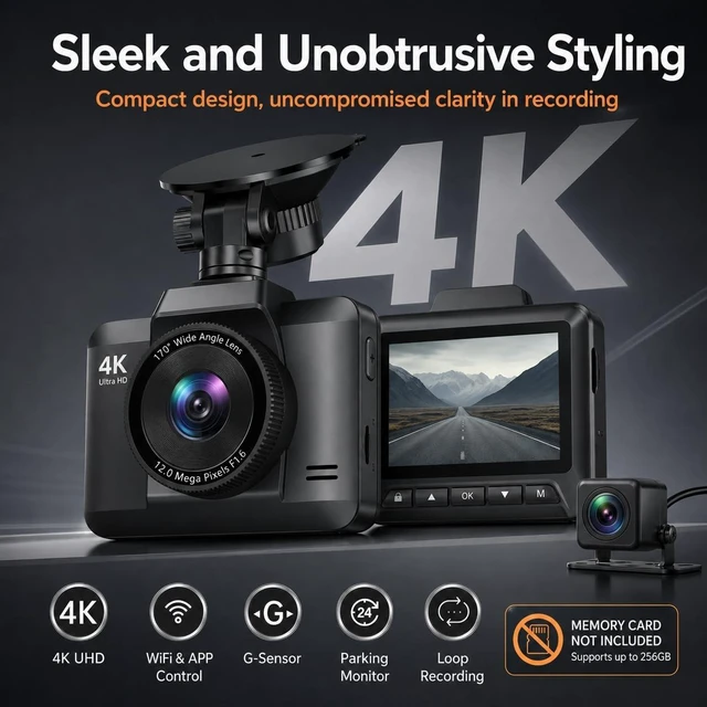 Alt view image 2 of 5 - Dash Cam Front and Rear, Ecomoment 4K +1080P Dash Camera for Cars