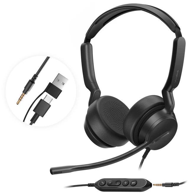 Main image of Yealink UH42 SE Wired Headset with Mic, 3.5MM & USB-A/C, in-Line Controls