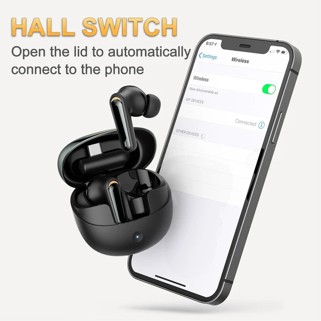 Alt view image 4 of 5 - Wisoqu Wireless Gaming Earbuds with ENC Mic, 2.4G Wireless/Bluetooth 5.4 Dual Mode Headphone, Low Latency, 3D Sound, for Phone, Laptop, Steam Deck, VR, PC (Black)