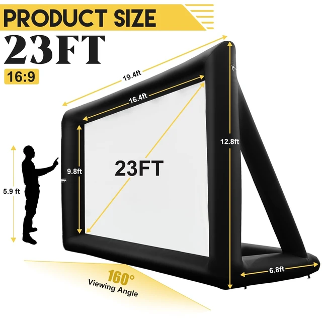 Alt view image 3 of 5 - Heipigo 23FT Inflatable Projector Movie Screen for Outdoor Projection