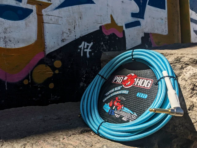 Alt view image 2 of 2 - Pig Hog PCH20DB 1/4" to 1/4" Daphne Blue Guitar Instrument Cable, 20 Feet