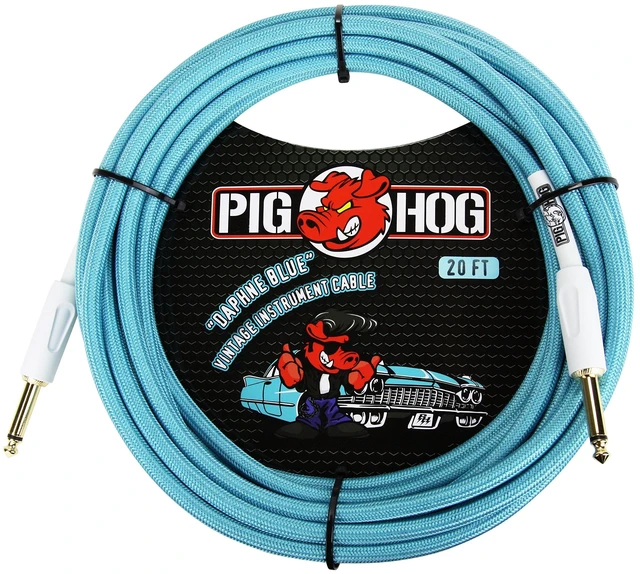 Main image of Pig Hog PCH20DB 1/4" to 1/4" Daphne Blue Guitar Instrument Cable, 20 Feet