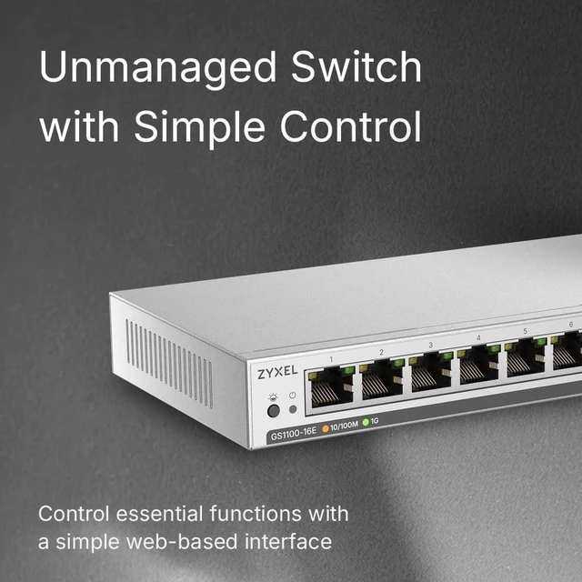 Alt view image 3 of 3 - Zyxel 16 Port Network Ethernet Switch ^^ Unmanaged+ Gigabit ^^ GS1100-16E