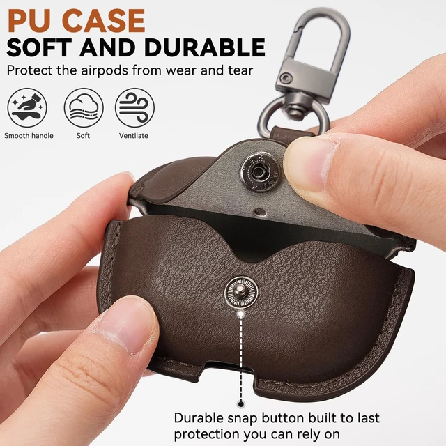 Alt view image 3 of 5 - TNSNK for Airpods Pro 2 Case Leather, AirPods Pro Case with Keychain & Cleaner Kit for Apple Airpods Pro 2nd/1st Generation (2023/2022), Full Protective Leather Case Cove