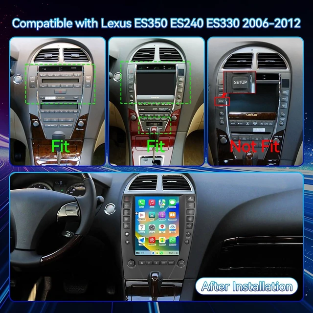Alt view image 2 of 5 - 9.7" Touchscreen Android 14 Car Radio Stereo Compatible with Lexus ES350 2006 2007 2008 2009 2010 2011 2012 Wireless CarPlay & Android Auto GPS Navigation FM Radio Bluetooth, HD Backup Camera 2