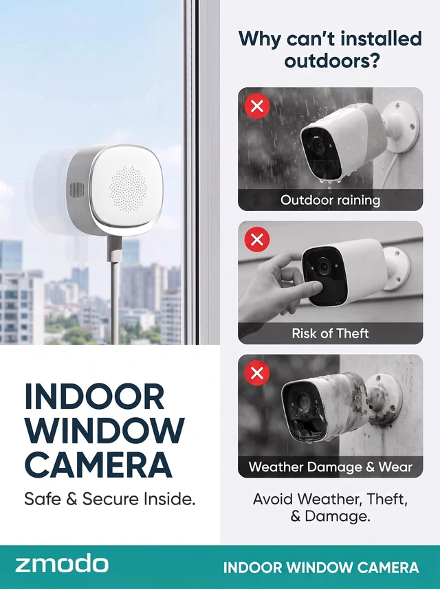 Alt view image 4 of 5 - Zmodo 2026 New 4MP 2.5K Window Security Camera, 2.4/5GHz WiFi Indoor Camera
