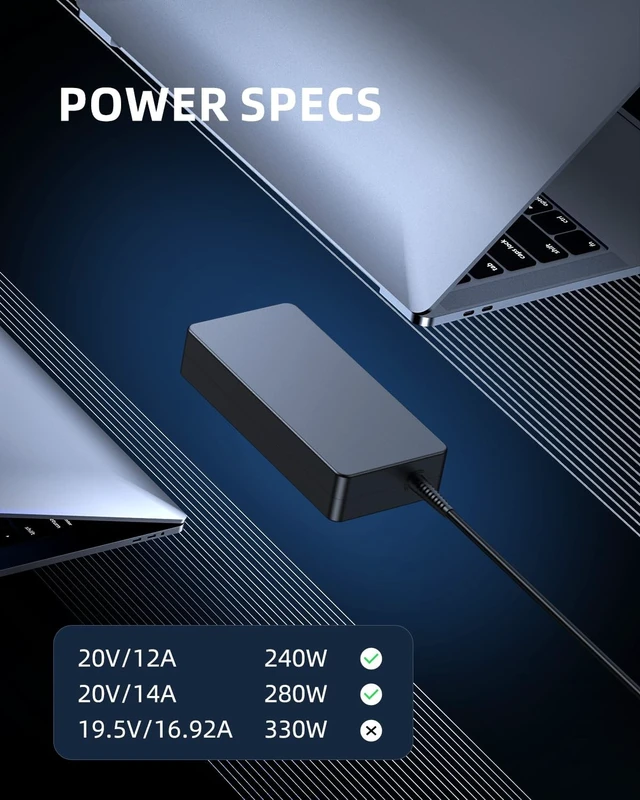 Alt view image 4 of 5 - 280W USB Tip Charger Fit for MSI GE76 GE66 Raider, Vector GP76, Leopard GP66, Fit for Stealth GS77, Creator Z16P Z17, GT76 Titan A18-280P1A Laptop S93-0409330-C54 AC Adapter Power Supply Cord