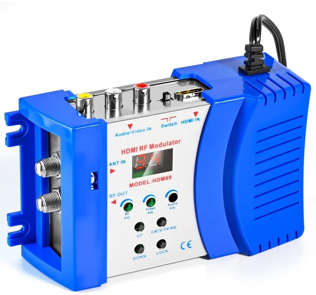 Main image of HDMI to RF Modulator, VHF UHF AV to RF Coaxial Converter, CVBS RCA HDMI to RF Modulator, for TV PAL NTSC Format, for Home TV Switch Audio Video, F Female Connectors