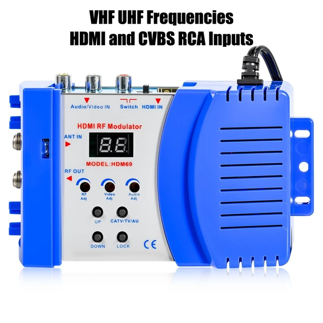 Alt view image 2 of 5 - HDMI to RF Modulator, VHF UHF AV to RF Coaxial Converter, CVBS RCA HDMI to RF Modulator, for TV PAL NTSC Format, for Home TV Switch Audio Video, F Female Connectors