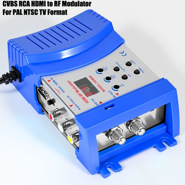 Alt view image 3 of 5 - HDMI to RF Modulator, VHF UHF AV to RF Coaxial Converter, CVBS RCA HDMI to RF Modulator, for TV PAL NTSC Format, for Home TV Switch Audio Video, F Female Connectors